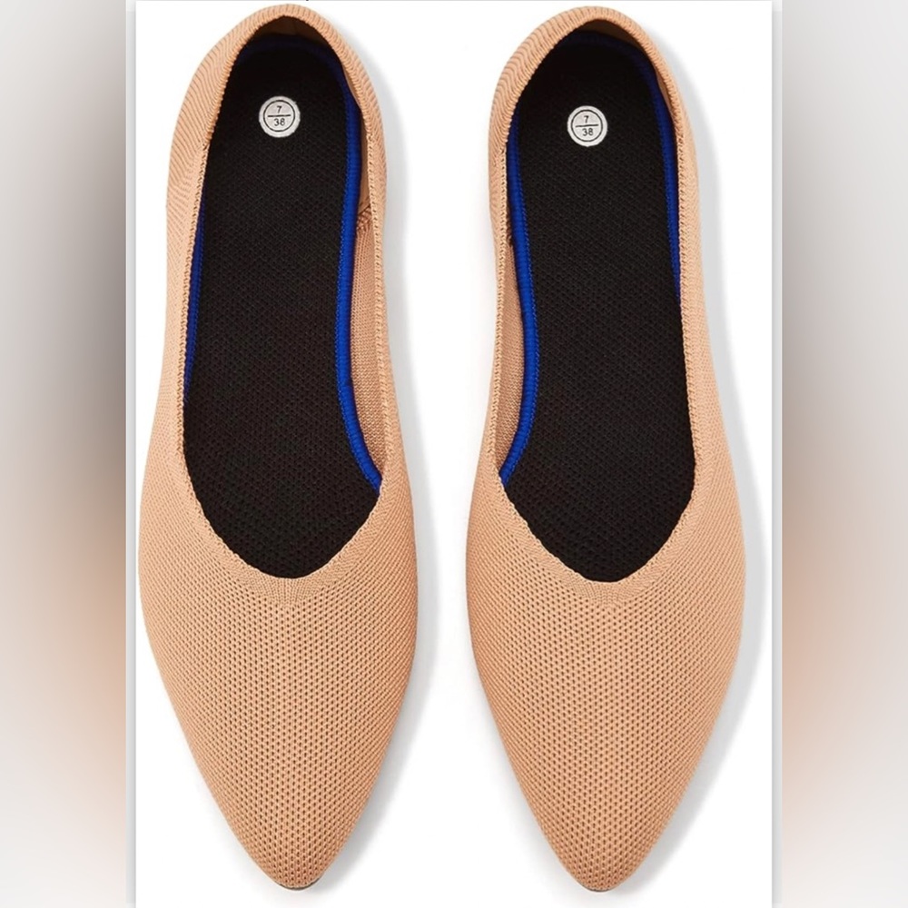 Nude mesh slip on ballet flats